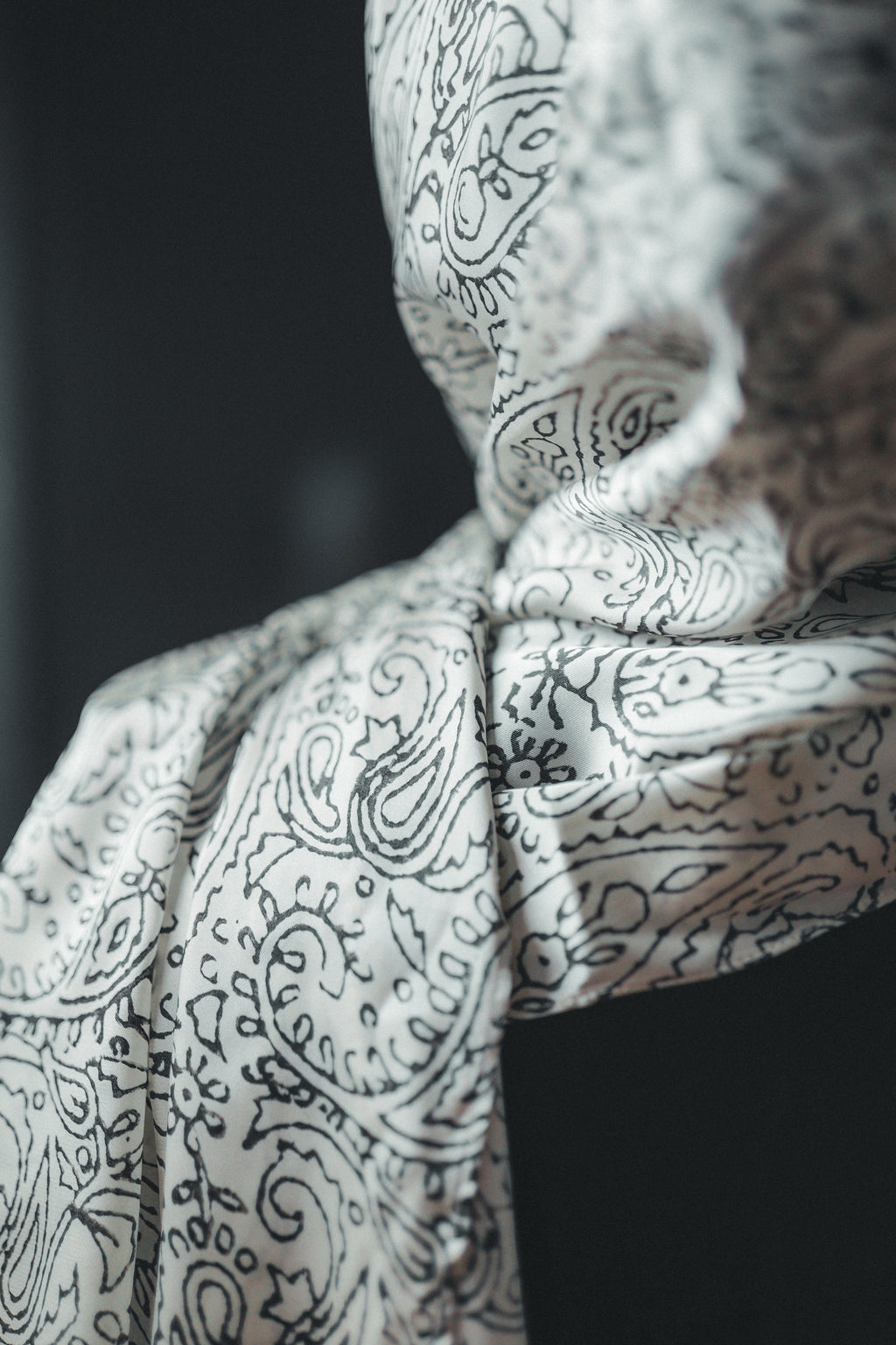 Printed Beige Silk Hijab